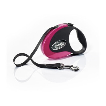 FLEXI Leash Collection Schwarz / Pink mit 3 m Gurtband. Größe S