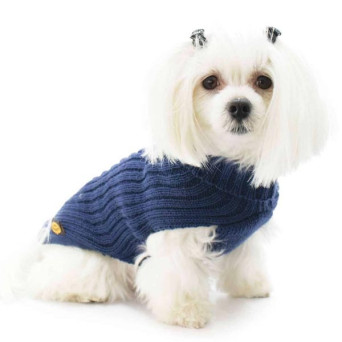 FASHION DOG Maglione in Lana Merinos e Acrilico Blu Taglia 18 - 