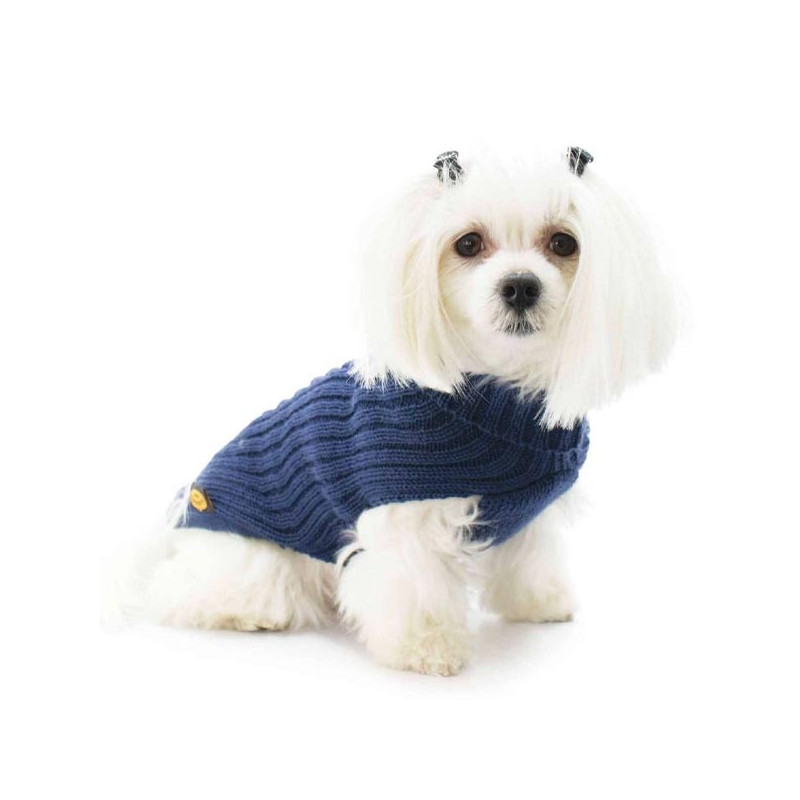 FASHION DOG Maglione in Lana Merinos e Acrilico Blu Taglia 18 - 