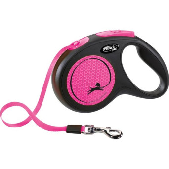 FLEXI New Neon Black and Pink Leash with 5m Webbing. Size M