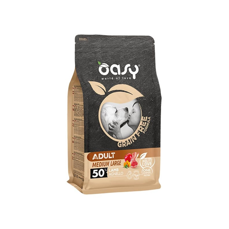 OASY Grain Free Adult Medium&Large con Agnello 2,5 kg. - 