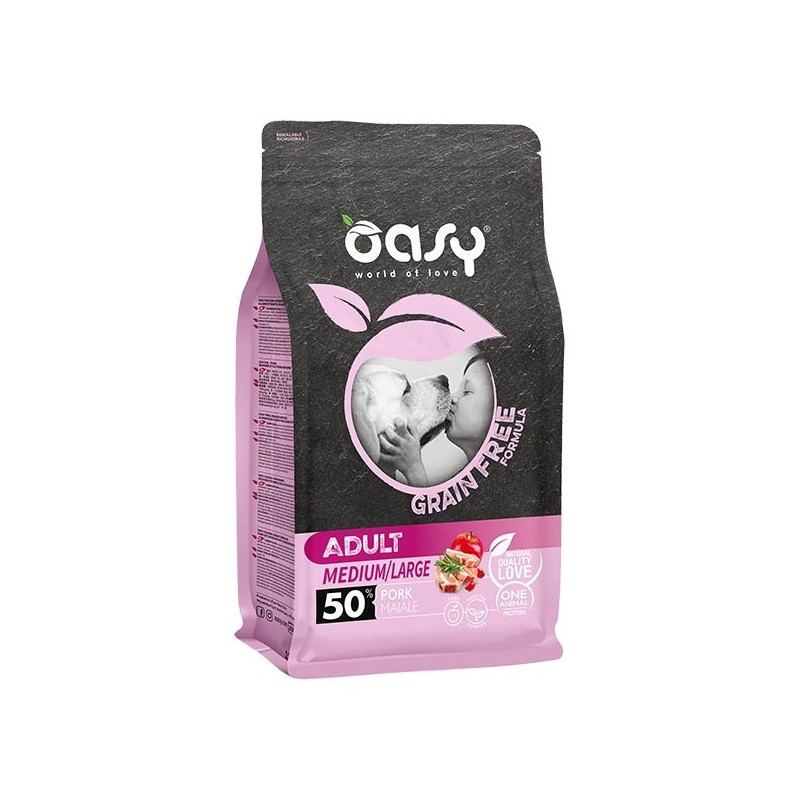 OASY Grain Free Adult Medium&Large con Maiale 12 kg. - 