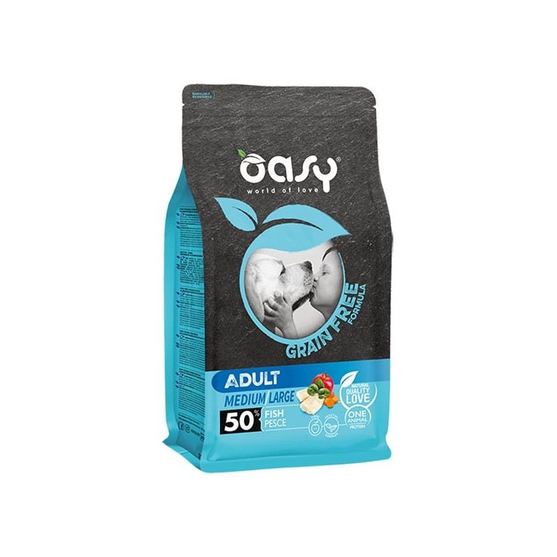 OASY Grain Free Adult Medium&Large con Pesce 2,5 kg. - 