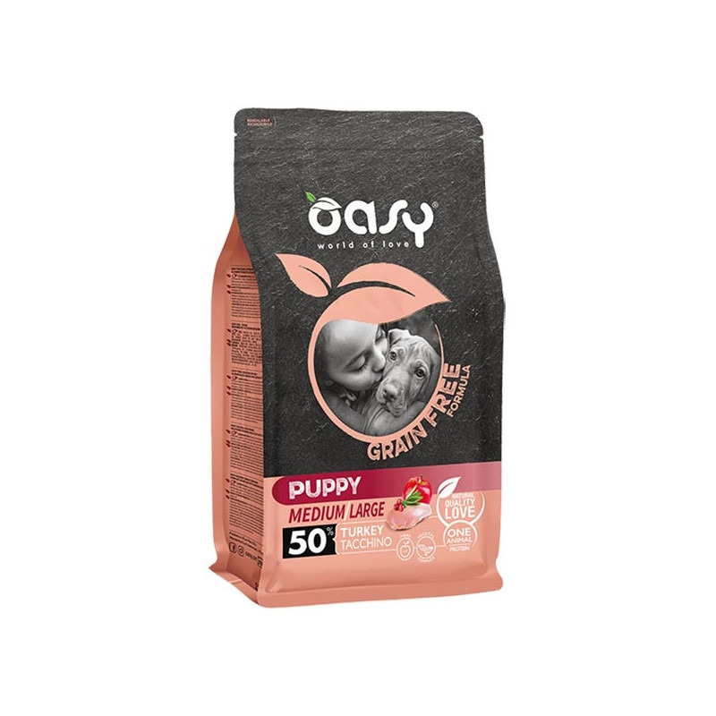 OASY Grain Free Adult Medium&Large con Tacchino 2,5 kg. - 