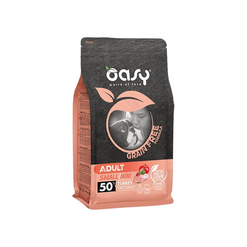 OASY Grain Free Adult Small&Mini con Tacchino 800 gr. - 