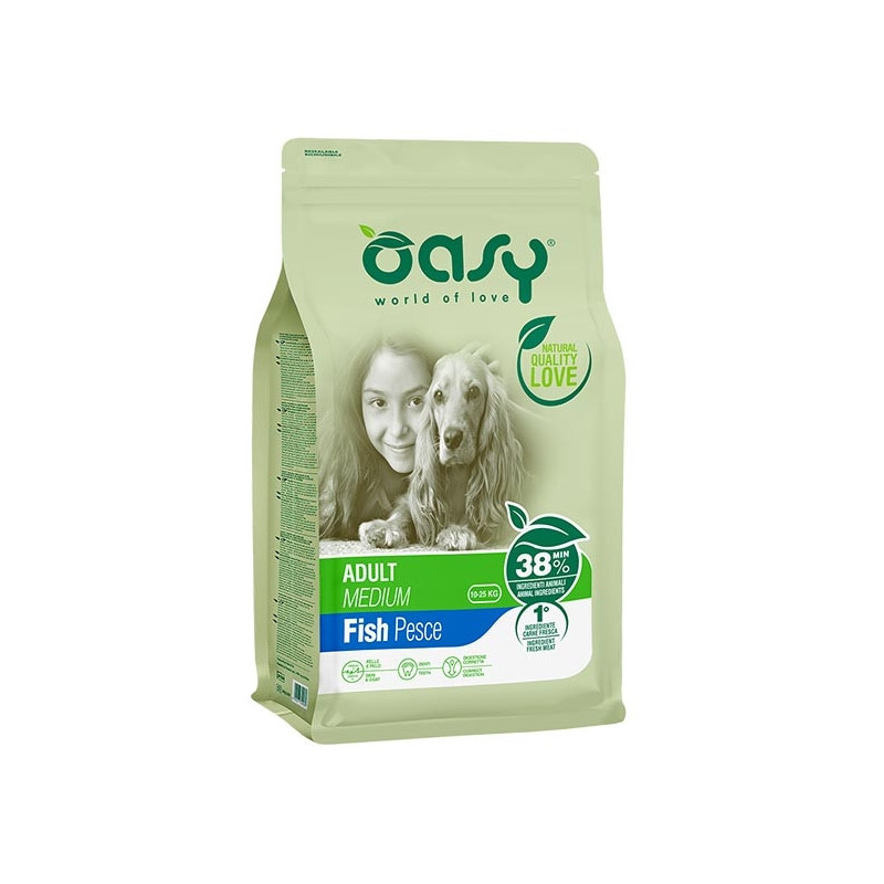 OASY Lifestage Adult Medium con Pesce 12 kg. - 