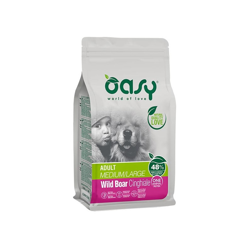 OASY One Animal Protein Adult Medium&Large con Cinghiale 2,5 kg. - 