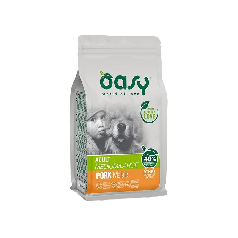 OASY One Animal Protein Adult Medium&Large con Maiale 2,5 kg. - 