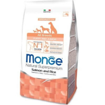 MONGE Natural Superpremium All Breeds Puppy & Junior Salmone e Riso 12 kg