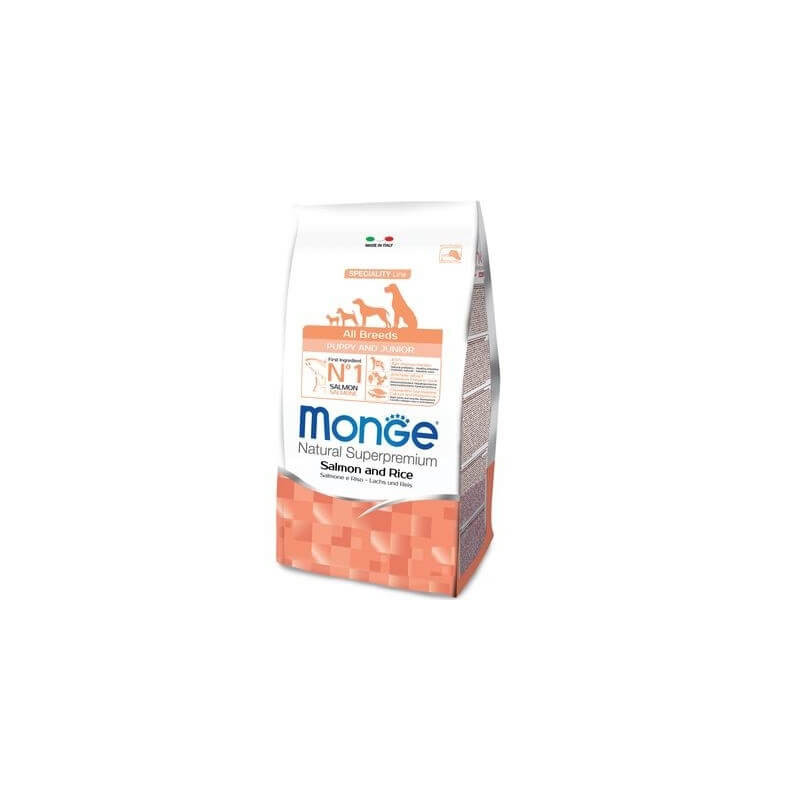 MONGE Natural Superpremium All Breeds Puppy & Junior Salmone e Riso 12 kg - 