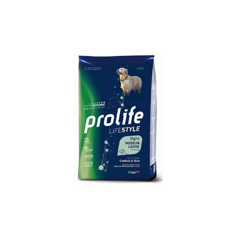 PROLIFE Life Style Adult Light Merluzzo e Riso Medium/Large 12 kg. - 