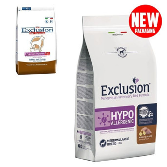 EXCLUSION Diet Hypoallergenic Medium/Large Breed Coniglio e Patate 2 kg. - 