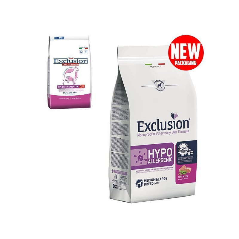 EXCLUSION Diet Hypoallergenic Medium/Large Breed Maiale e Piselli 2 kg. - 