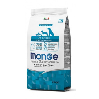 MONGE Natural Superpremium All Breeds Hypoallergener Lachs und Thunfisch 2,50 kg.