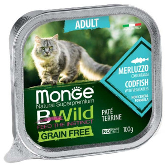 MONGE BWild Adult Paté Terrine Cod with Vegetables 100 gr.