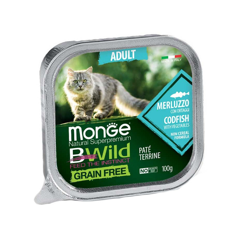 MONGE BWild Adult Paté Terrine Merluzzo con Ortaggi 100 gr. - 