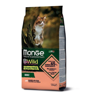 MONGE BWild Grain Free Adult with Salmon and Peas 1,50 kg.