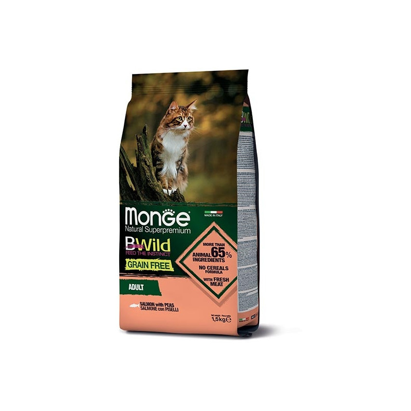 MONGE BWild Grain Free Adult con Salmone e Piselli 1,50 kg. - 