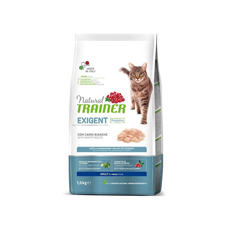 TRAINER Natural Cat Exigent Adult con Carni Bianche 1,5 kg. - 