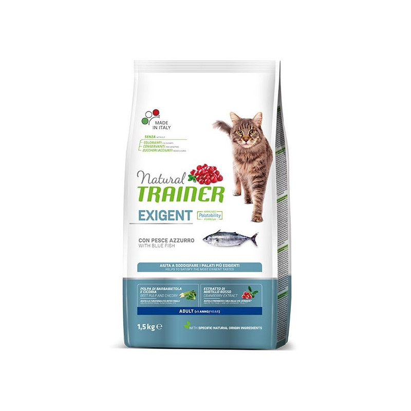 TRAINER Natural Cat Exigent Adult con Pesce Azzurro 1,5 kg. - 