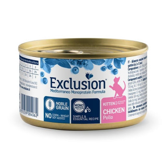 EXCLUSION Mediterraneo Monoprotein Kitten All Breeds Pollo 85 gr.