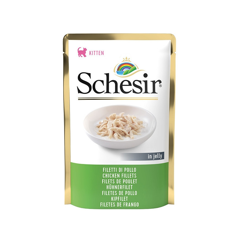 SCHESIR Filetti Pollo per Gattini Kitten in Gelatina 85 gr. - 