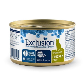 EXCLUSION Mediterraneo Monoprotein Sterilized Adult All Breeds Chicken 85 gr.