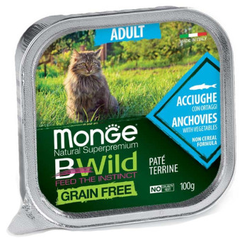 MONGE BWild Adult Paté Terrine Anchovies with Vegetables 100 gr.