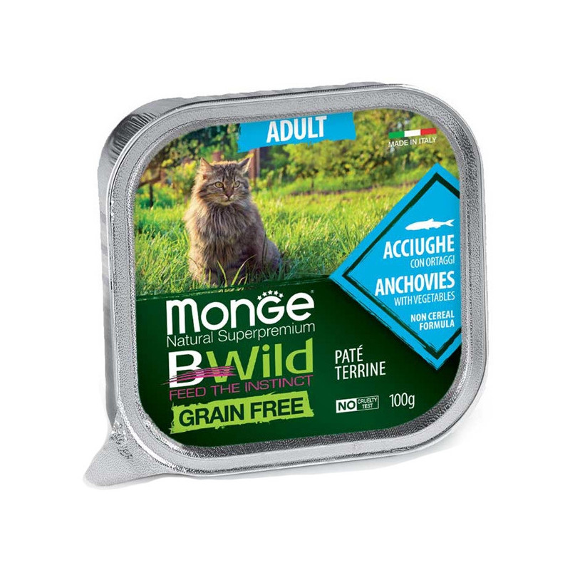 MONGE BWild Adult Paté Terrine Acciughe con Ortaggi 100 gr. - 