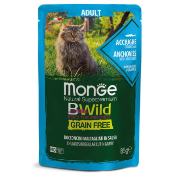 MONGE BWild Grain Free Bocconcini maltagliati in salsa di Bufalo con Ortaggi – Large Breed All Life Stage 85 gr. - 