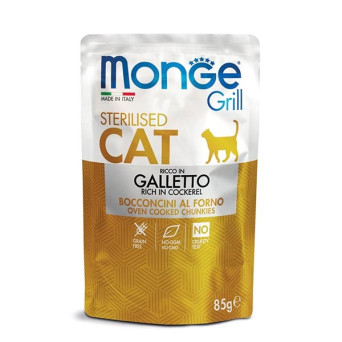 MONGE Grill Adult Sterilized Chunks in Jelly Rich in Cockerel 85 gr.