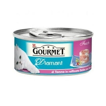 PURINA Gourmet Diamant con Fiocchi di Tonno in Raffinata Gelée con Orata 85 gr. - 