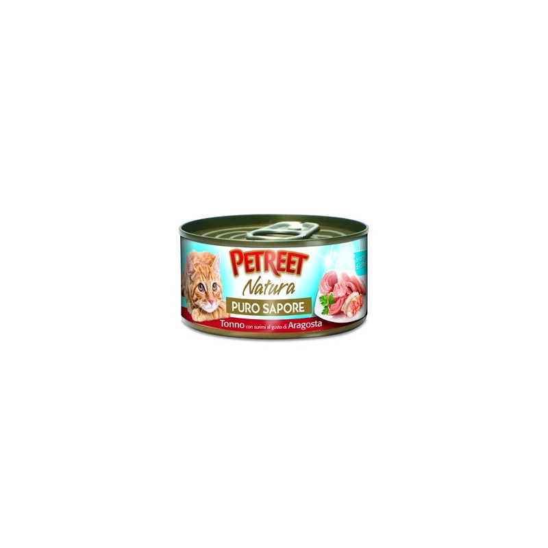 PETREET Natura Puro Sapore Tonno con Surimi gusto Aragosta-Multipack (6 lattine da 70 gr.) - 