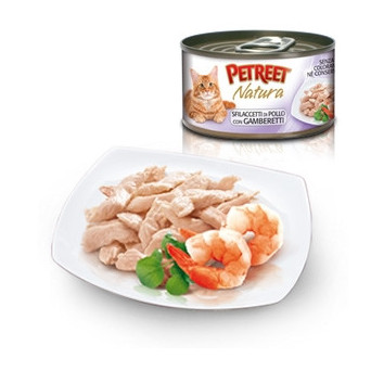 PETREET Natura Sfilaccetti di Pollo con Gamberetti 70 gr. - 