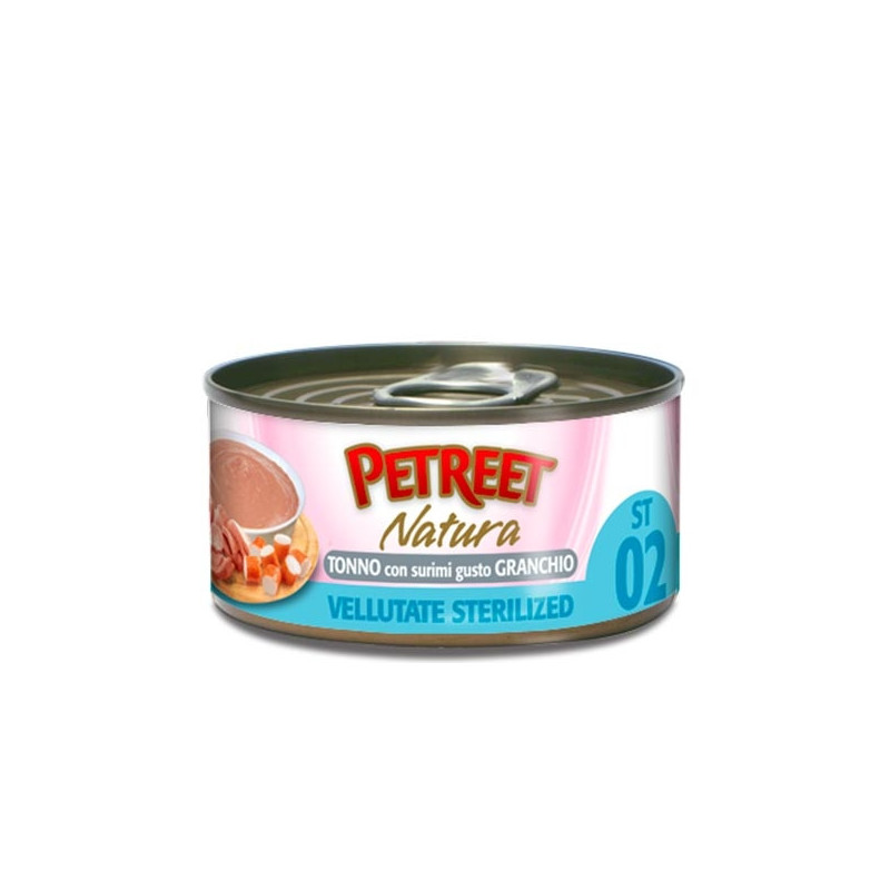 PETREET Natura Vellutate Sterilized Tonno con Surimi Gusto Granchio 70 gr. - 