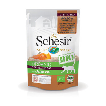 SCHESIR Bio Bio Adult Sterilised Huhn und Schwein mit Kürbis 85 gr.