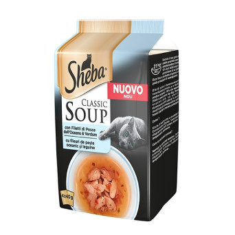 SHEBA Classic Soup con Filetti di Pesce dell'Oceano e Verdure (4 bustine da 40 gr.) - 