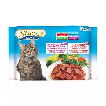 STUZZY CAT Prosciutto con Manzo (4 lattine da 100 gr.) - 