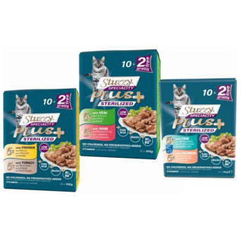 STUZZY CAT Speciality Plus Sterilized con Vitello e Prosciutto (12 bustine da 100 gr.) - 