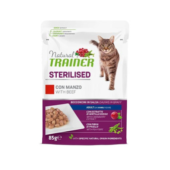 TRAINER Natural Sterilised Adult con Manzo e Fibra di Pisello 85 gr. - 