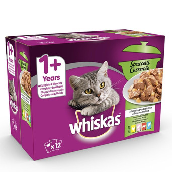 WHISKAS Straccetti Casserole in Gelatina Selezione Assortita 85 gr. - 