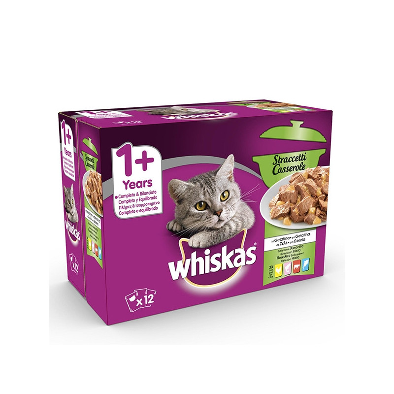 WHISKAS Straccetti Casserole in Gelatina Selezione Assortita 85 gr. - 