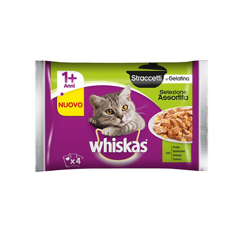 WHISKAS Straccetti in Gelatina Selezione Assortita (4 bustine da 85 gr.) - 