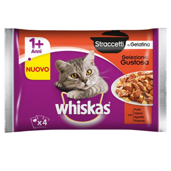 WHISKAS Straccetti in Gelatina Selezione Gustosa (4 bustine da 85 gr.) - 