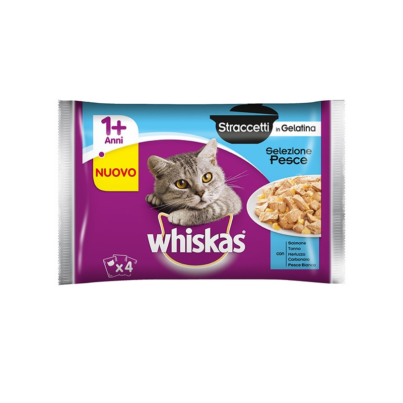 WHISKAS Straccetti in Gelatina Selezione Pesce (12 bustine da 85 gr.) - 