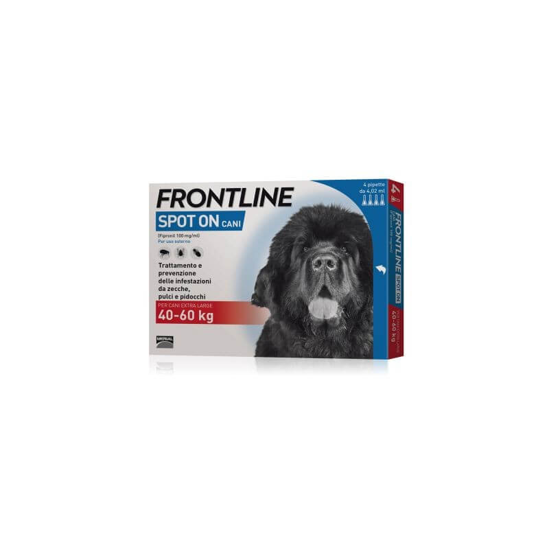 Frontline spot on cani extra large 4 pipette 4,02 ml oltre 40 kg - 