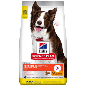 Hill's Pet Nutrition - Science Plan Perfect Digestion Medium Adult 1+ con Pollo e Riso da 2.50 Kg. Integrale