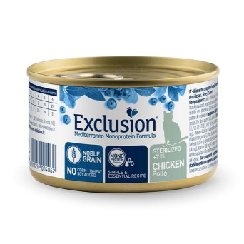 Exclusion - Mediterraneo Monoprotein Sterilized +7 All Breeds Chicken of 85 Gr. - 