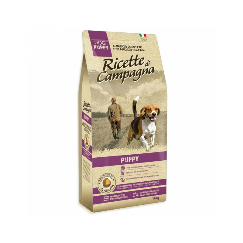 Ricette di Campagna Puppy Senza Glutine 14 Kg - Crocchetta Glassata - 