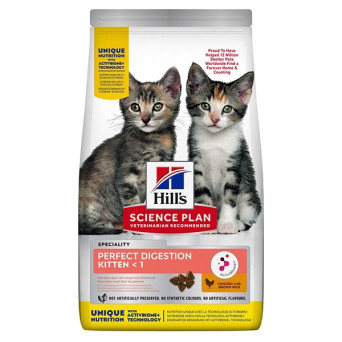 hill's perfect digestion kitten con pollo e riso integrale 300 gr.